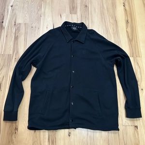 HUF Coaches Jacket Button Up Sweatshirt Size XL Black